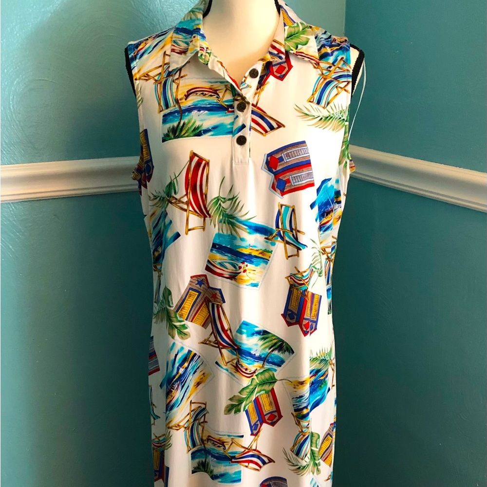 Caribbean Joe Tropical Print Maxi Dress L